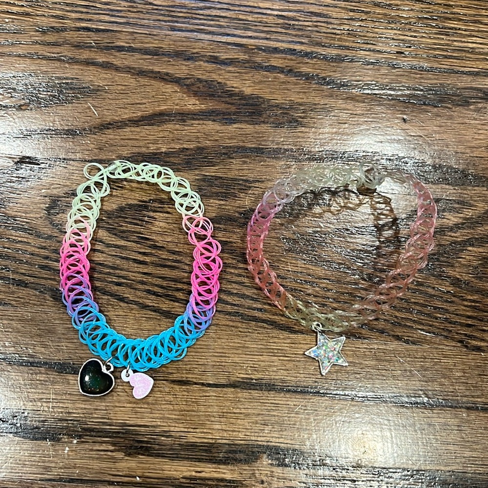 Little Girls Claire’s Rainbow Choker Necklaces Bundle Of 2